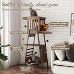 Modern Cat Tree 58-Inch Tower for Large Cats with Scratching Board, Extra Large Perch, Hammock & Removable Washable Pads, Multi-Level Cat Furniture for Bird Watching & Play, Walnut