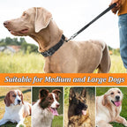 Tactical Dog Collar Military Dog Collar Adjustable Training Nylon Collar Heavy Duty Metal Buckle Tactical Collars for Medium Large, with Black Patch (Black, Large)