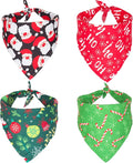 ADOGGYGO 4 Pack Dog Bandana Christmas Dog Scarf Triangle Bibs Kerchief Set Red Green Pet Christmas Costume Accessories Decoration for Extra Large Dogs (X-Large)