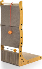 L Shape Cat Scratcher, 26.8" Vertical Cat Scratching Board with Ball Toy, Large Wall Mounted Curving Scratching Ramp, Tall Standing Cat Scratch Pad, Wall Furniture Protector for Indoor Cats