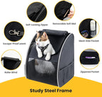 Cat Backpack Carrier for Small Dogs and Cats Fit Up to 15 Lbs,Small Dog Backpack, Foldable with 3-Side Mesh Windows, Pet Carrier for Travel & Hiking Friendly，Black