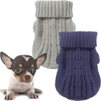 2 Pack Dog Sweaters for Small Dogs, Chihuahua Yorkie Sweater, Dog Clothes for Small Dogs, Winter Warm Pullover Clothing, Pet Cat Cold Weather Puppy Clothes Outfits M