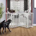 Freestanding Dog Gate Indoor,Doggie Gate Foldable Pet Gates for Doorways,Stairs or Hallways, Wooden Grey Pet Gate for the House, Pet Fence with Support Feet Included,32 "Height-4 Panels