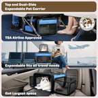 Top and 2 Sides Expandable Cat Carrier 18x13.5x9.5, TSA Airline Approved Dog Carriers for Small Dogs, Soft-Sided Pet Carrier with Self-Locking Zippers for Kitten,Rabbit, Puppy, Guinea Pig Blue
