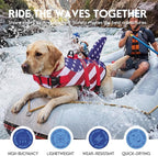 ASENKU Dog Life Jacket - Pet Safety Vest for Swimming & Boating, Shark Life Jacket with Floatation, Dog Lifesavers Swimsuits for Small Medium Large Dogs (RedFlag, L)