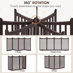 Yaheetech 36" H Extra Tall Freestanding Pet Gate 4-Panel Wooden Dog Fence with 2 Support Feet Folding Dog Gate for Indoor, Stairs, Doorway, Halls, Kitchen Wooden Pet Barrier Espresso, 79.5" L x 36" H