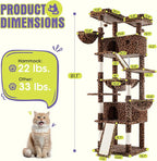 WEEWAY Cat Tree Tower for Indoor Cats,81'' Multi-Level Cat Furniture Activity Center,Stand House Condo Cave,Sisal Scratching Posts Ramps,Plush Perches Platforms Basket Hammock,Leopard Print
