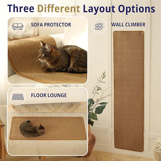 Cat Wall Climbing Carpet - Cat Wall Climber 50" x 17" with Fixed Nails – Scratching Rug Wall Scratchers for Indoor Cats | Climbing Wall Carpet | Scratching Mat.