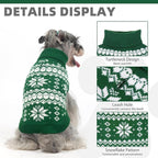 KOOLTAIL Cable Knit Dog Sweater Turtleneck, Cold Weather Pullover Classic Knitwear, Snowflake Pattern Thick Warm Winter Pet Clothes, Dog Christmas Sweater for Small Medium Large Dogs Cats, Green S