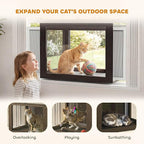 PawHut Cat Window Box Catio, Outdoor Indoor Cat Enclosure with Clear Panels, Universal Window Perch for Wall 25"–41", Catio for Indoor Pet Sunbathing, Napping & Overlooking