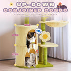 Erinnyees Flower Cat Tree, 38.2 Inches Cat Tower, Multi-Level Indoor Kitty Tree Tower, Kitty House with Cozy Top Flower Platform, Spacious Condos, Soft Hammock, Sisal Scratching Post