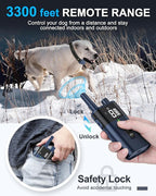 No Shock Dog Training Collar with Remote, Dog Vibration Collar with Controller Beep and Vibrate Only, Safe Lock Waterproof Rechargeable Vibrating Collars for Dogs(10-120 lbs)-No Prongs (Navy Blue)