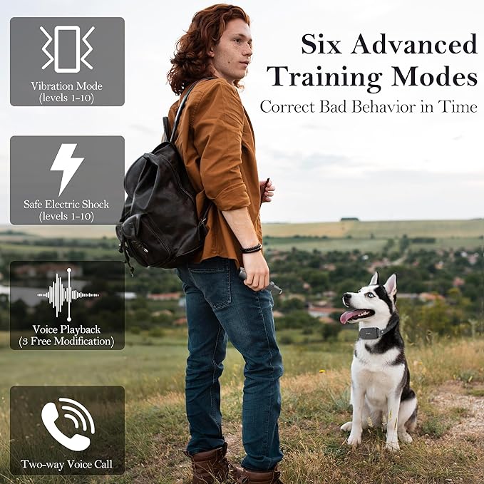 Dog Shock Collar for 2 Dogs, 4500FT Dog Training Collar Rechargeable Electric Collar with Recording & Calling & Vibration & Shock for All Breeds (Gray)