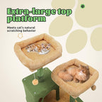 DWVO Cactus Cat Tree for Large Cats: 76" Tall with Self-Grooming Brush, Cute Kitten Climbing Tower for Indoor Kittens with Cat Condo, Top Perch, Basktet, Sisal Scratching Posts, Dangling Ball