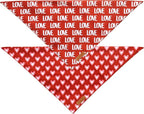 Realeaf Valentine's Day Dog Bandanas 2 Pack, Triangle Reversible Love Pet Scarf for Boy and Girl, Premium Durable Fabric, Holiday Mothers Day Bandana for Small and Medium Dogs (Small)