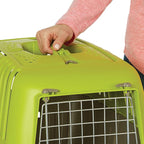 MidWest Homes for Pets Spree Travel Carrier – Hard-Sided Dog & Cat Carrier, Small Pet Travel Crate with Handle, Ventilated Design, Easy Assembly, 19-Inch, Green