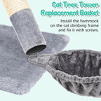3 Pack 13" Large Cat Tree Hammock Basket Bed Lounger Tower Replacement Parts with 6 Pcs Hanging Elastic Strings Pom Pom Toys, Cat Tree Accessories Hammock Attachment (Gray)