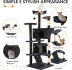 70 Inch Cat Tree for Indoor Cats - Multi-Level Tower With Scratching Post, Condo, Plush Perch, Dangling Ball - Heavy Duty for Large Cats, Ashy