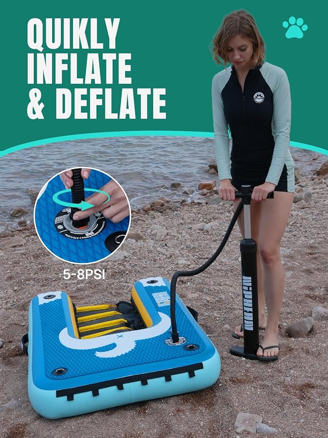 Niphean Dog Pool Ramp(Full-Coverage Non-Slip Deck), Stable Pup Plank with 240lbs Capacity, Inflatable Dog Ramp for Pool, Boat, Dock & Lake, Safe & Durable Ladder for Large Pets to Easy Water Access