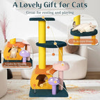 NUNU LAB Mushroom Cat Tree, Multi-Level Cat Tower, Mushroom Cat Scratching Post, Cute Cat Tower, with Cat Scratching Post, Cat Bed & Interactive Balls, for Indoor Cats (D-068, 26.8 * 22.8 * 53.4)