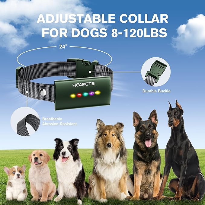 Dog Training Collar with Remote Control, 1600FT Electric Collars for Dogs 8-120 LBs, IP67 Waterproof Collar with Safe Static, Beep, Vibration, Rechargeable E-Collar for Small Medium Large Dogs, Green