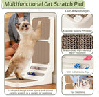 Cat Scratcher Cat Scratch Pad L Shape Wall Mounted Dual Use (Vert/Horiz) Kitten Bunifa Scratching Card Board Vertical Post with Ball Toys Feathers,Protecting Furniture Core is Replaceable Large White