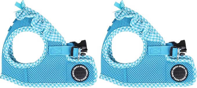 Puppia Vivien Vest Dog Harness Step-in All Season Mesh Cute No Pull No Choke Walking Training for Small Dog, Sky Blue, X-Small (Pack of 2)