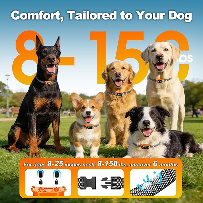 Bark Collar AI Dual-Detection, Instant Quiet Anti Bark Device 4 Training Modes, 30-Day Battery, One-Click Peace, 9-Level Sensitivity Automatic Dog Bark Collar for Large Medium Small Dogs,Orange