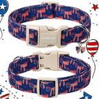 ARING PET 4th of July Collars for Dogs, Fourth of July Patriotic Bow Flag Red Blue Dog Collar for Puppy Small Medium Large Boy Girl Doggy-M