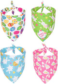 ADOGGYGO 4 Pack Easter Dog Bandana Triangle Dog Scarf Rabbit Easter Egg Pattern Pet Bandana for Medium Large Dogs Pets (Large)