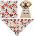 Fall Dog Bandana – Beige Pumpkin Floral Triangle Scarf for Small Medium Large Dogs, Soft Cotton Pet Bib for Autumn Thanksgiving, Adjustable Dog Kerchief for Seasonal Daily Wear