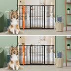 keny 36" Extra Tall Baby Gate for Stairs, 29"-55" Wide Auto Close Dog Gate for Doorways, Pressure Mounted Easy Walk Through Pet Gate with Door, Black