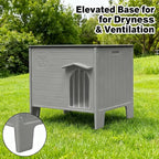 Plastic Insulated Dog House with Mat Weatherproof for Elevated Dog Shelter, Easy Assemble, Expansive Interior‌ Grey 26.7" D * 26.7" W * 21.4" H