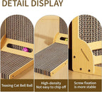 L-Shaped Cat Scratcher for Indoor Cats – Durable Cardboard Scratching Pad with Ball Toy & Catnip, Furniture Protector Cat Scratcher Lounge, Large Cat Scratch Board (Natural Design)