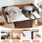 cfor Indoor Large Cats, Cat Scratching Posts with Big Perch Bed, Wooden Cat Condo with Hammock, Removable Pads, Kitty Furniture, Rustic Brown