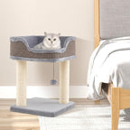 Tangkula Small Cat Tree for Indoor Cats, Modern Carpeted Cat Tower with Soft Plush Perch, Cat Condo Cat Bed with Scratching Posts, Dangling Ball, Cute Cat Activity Tree for Play Rest (Light Gray)