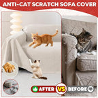 Cat Scratch Furniture Protector - Anti-Slip, Waterproof Sofa Cover to Keep Cats Off, Pet-Friendly Couch Protectors for 3 Cushion Couch, Khaki Anti-Scratch Couch Cover for Pets and Kids 150"X71"