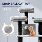 Allewie 68 Inches Cat Tree/House and Towers for Big Feline/Scratching Post/Multi-Level Large Kitty Climbing Tree with Condo/Black & Grey