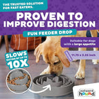 Outward Hound Fun Feeder Slo Bowl – Large 4‑Cup Capacity,Slow Feeding,Medium to Large Dogs,Non‑Slip,Gray,Drop Pattern,(Pack of 6)