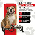 Loving Pets Elevated Dog Bowls – Raised Stainless Steel Dog Bowls with Steel Stand – Non-Skid, No Spill Feeder for Small, Medium & Large Dogs – Easy to Clean, Durable Raised Dog Feeding Station