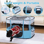 Portable Pet Playpen Cat Cages Indoor， 35.4" L x 27.6" W x 23.6" H Collapsible Dog Crates Made of 600D Oxford Material Tent Kennel Playpen for Dogs Cat and Rabbit Travel Dog Playpen Indoor (L, Blue)