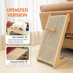 PETKARAY Cat Scratcher, Sisal Cat Scratching Ramp, L Shape Scratch Board for Indoor Kitty, 27" Wall Furniture Protector with Mouse Toy, Chevron