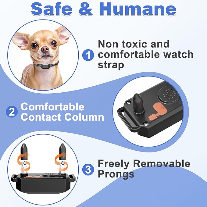 Ultra Small Shock Collar for Small Dogs, Dog Training Collar with Remote for Small & Medium Dogs 5-30lbs, Waterproof, Rechargeable, 1300ft Range, Collar with Beep, Vibration, Safe Shock