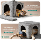 YITAHOME 75-Inch Tall Cat Tree Indoor: Multi-Level Kitten Tower with Kitty Condos, Top Perches, Sisal Ramp, Scratching Posts & Cozy Basket Hammocks Pet Play House Light Gray