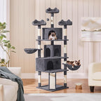 Yaheetech 76.5in Multi-Level Large Cat Tree, Big Cat Tower with 3 Condos, Cozy Plush Perches, 9 Sisal Scratching Posts and Ladder, Activity Center for Large Kitties, Dark Gray