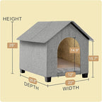 Indoor Dog House, Elevated Foldable Dog Cave Bed with Removable Plush Mat for Medium Dogs and Cats Up to 23.6 Inches Long