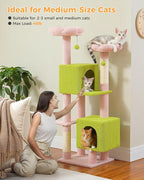 PEQULTI 53" Cat Tree for Indoor Cats, Multi-Level Cat Tower with Cozy Cat Condo Clearance Prime, Pink