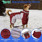 MIGOHI Full Body Dog Coat - Warm Reflective Small Dog Winter Coat with Harness, Turtleneck Fleece Jacket for Dogs,Four-Leg Windproof Puffer Jackets Snowsuit with Zipper for Small Medium Large Dogs,S