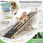 Dog Ramp for Bed, by DoggoRamps – Solid Hardwood Dog Ramp for High Beds (Adjustable up to 37" Tall) with Side Rails & Non-Slip Grip – Ramps for Small Dogs Like Dachshunds – 100% Made in North America