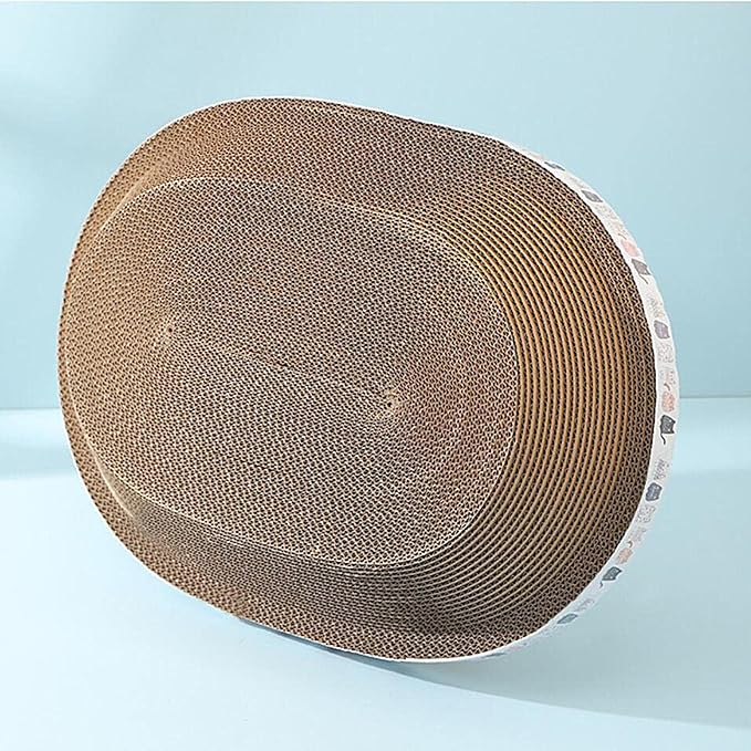 Cat Scratcher, High-Density Oval-Shaped Scratching Board, Water-Resistant and Durable Cardboard, Suitable for Medium to Large Breeds, Provides Firm and Cozy Resting Place